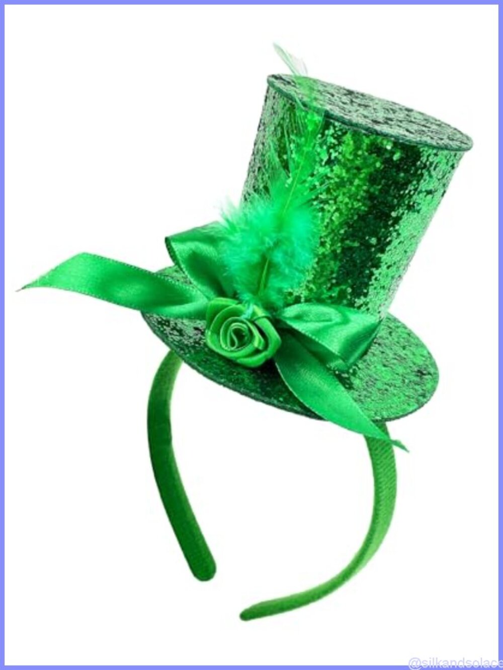 Mini Top Hat Headband Fascinator with Feather Sequin for St. Patrick's Day